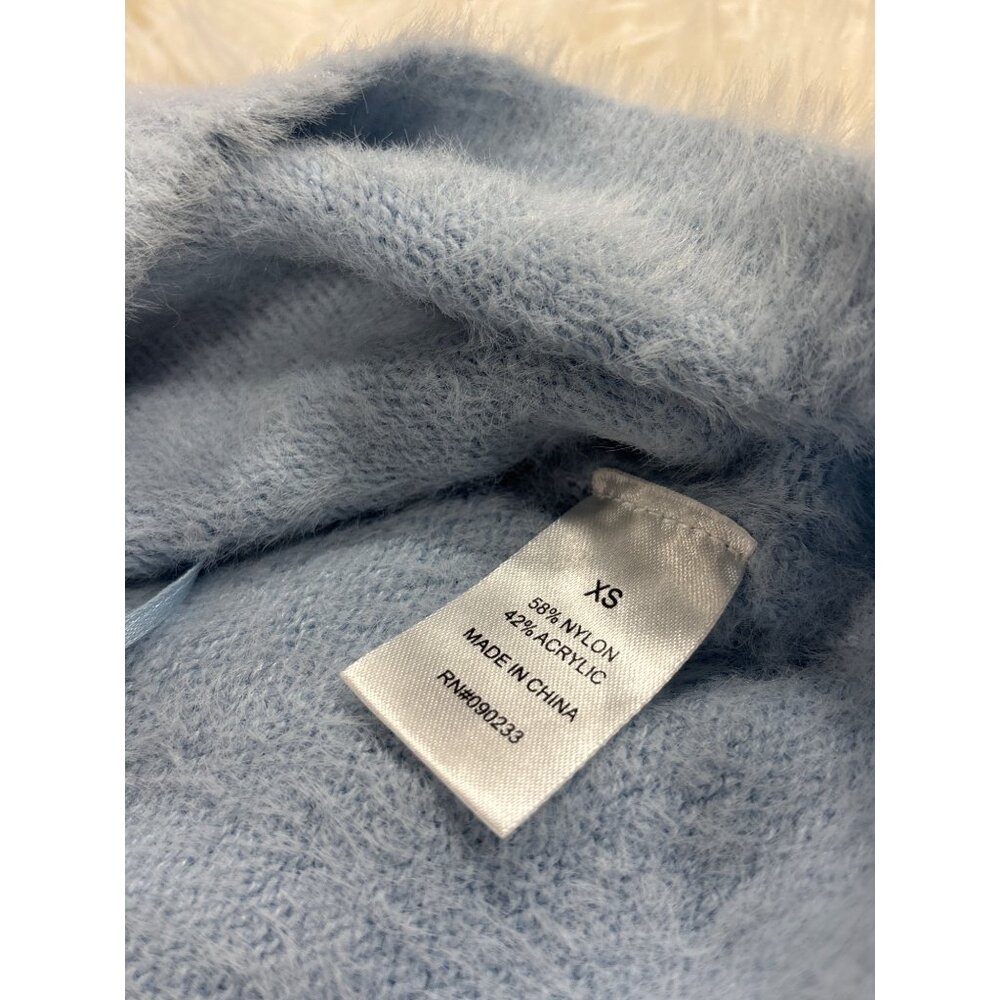 Kendall & Kylie XS Fuzzy Light Blue Tank Crop Top Nylon/Acrylic Blend - Picture 5 of 8